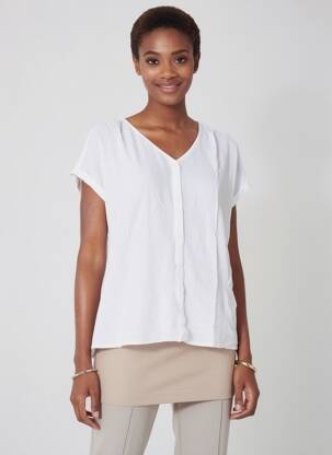 Chemisier tissage crêpe manches courtes blanc STREET ONE femme