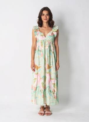 Robe longue imprimé fleurs sans manche vert VERO MODA femme