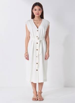 Robe mi-longue sans manche sans manche beige B.YOUNG femme