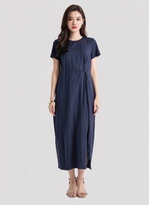 Robe longue manches longues manches longues bleu VERO MODA femme