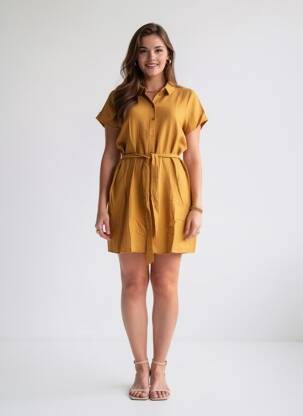 Robe courte manches courtes manches courtes jaune VERO MODA femme
