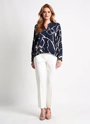 Blouse tissage popeline manches longues bleu STREET ONE femme