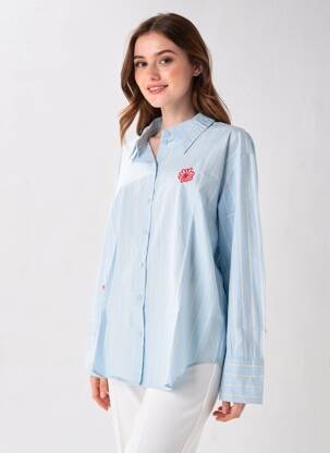 Chemisier coupe droite manches longues bleu VERO MODA femme
