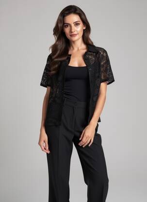 Chemisier coupe droite manches courtes noir VERO MODA femme