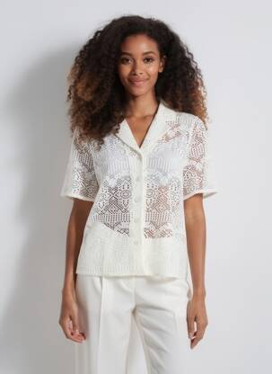 Chemisier coupe droite manches courtes beige VERO MODA femme