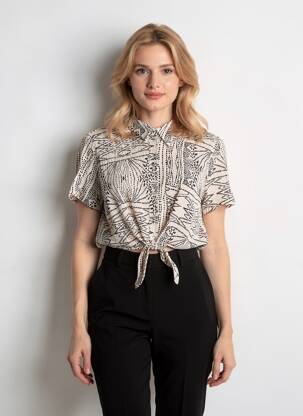 Chemisier tissage crêpe manches courtes beige VERO MODA femme