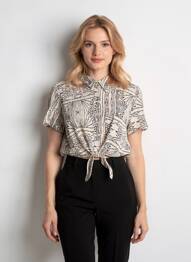 Chemisier tissage crêpe manches courtes beige VERO MODA femme