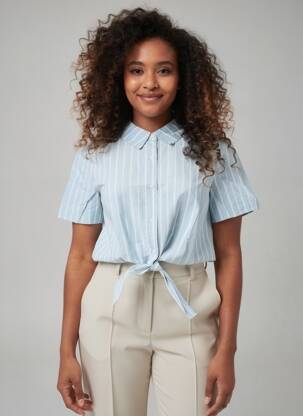 Chemisier tissage popeline manches courtes bleu VERO MODA femme