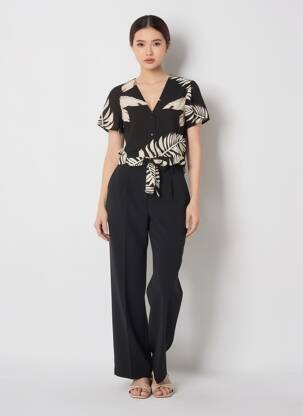 Chemisier tissage popeline manches courtes noir VERO MODA femme