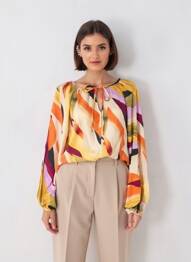 Blouse imprimé fantaisie manches longues orange VERO MODA femme