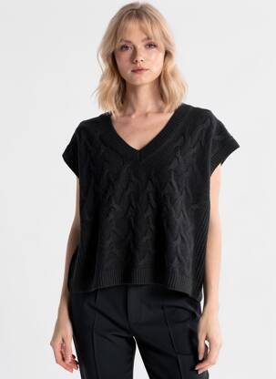 Pull col v sans manche noir VERO MODA femme