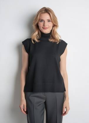 Pull coupe droite sans manche noir VERO MODA femme
