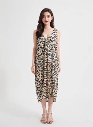 Robe mi-longue coupe fluide sans manche beige VERO MODA femme