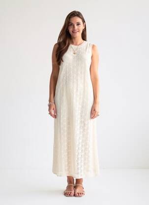 Robe longue sans manche sans manche beige VERO MODA femme