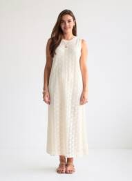 Robe longue sans manche sans manche beige VERO MODA femme