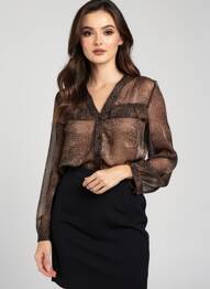 Chemisier imprimé fantaisie manches longues noir NOISY MAY femme