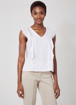Top manches courtes manches courtes blanc C'EST BEAU LA VIE femme