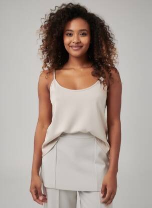Top fines bretelles fines bretelles beige VERO MODA femme