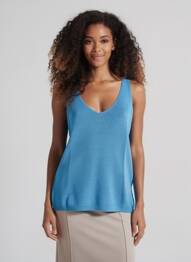Top coupe cintrée fines bretelles bleu VERO MODA femme