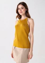 Top coupe cintrée fines bretelles jaune AWARE femme