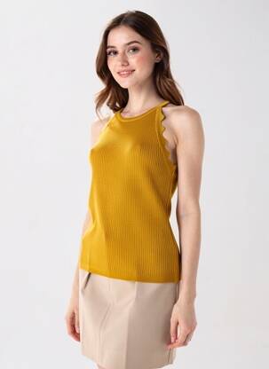 Top coupe cintrée fines bretelles jaune AWARE femme