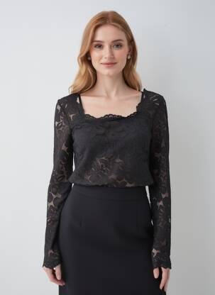 Top stretch manches longues noir VERO MODA femme