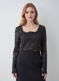 Top col carré manches longues noir VERO MODA femme