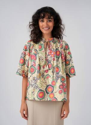 Blouse tissage popeline manches courtes jaune RUE MAZARINE femme