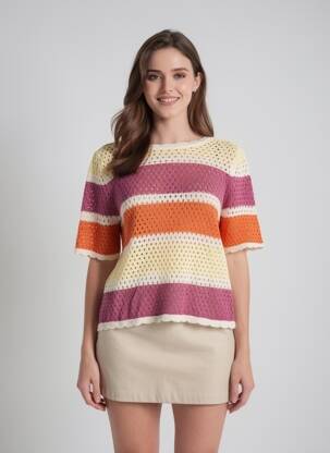 Pull coupe cintrée manches courtes jaune VERO MODA femme