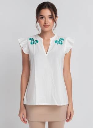 Top manches courtes manches courtes blanc B.YOUNG femme