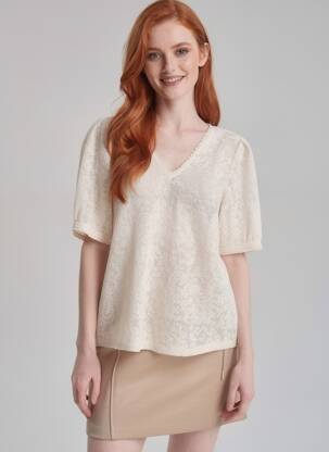Top manches courtes manches courtes blanc B.YOUNG femme
