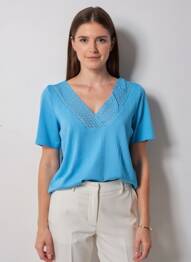 T-shirt coupe droite manches courtes bleu VERO MODA femme