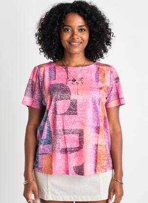 T-shirt imprimé fantaisie manches courtes rose STREET ONE femme