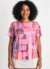 T-shirt imprimé fantaisie manches courtes rose STREET ONE femme