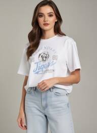 T-shirt coupe droite manches courtes blanc B.YOUNG femme