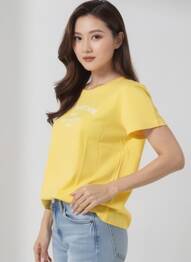 T-shirt coupe droite manches courtes jaune B.YOUNG femme