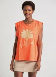 T-shirt coupe droite manches courtes orange RUE MAZARINE femme