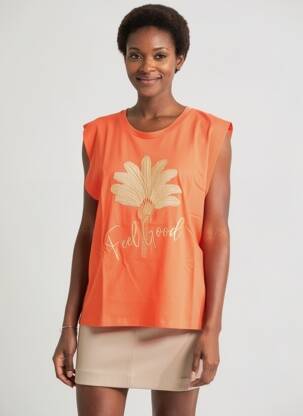 T-shirt coupe droite manches courtes orange RUE MAZARINE femme