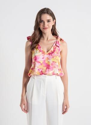 Blouse tissage popeline sans manche rose VERO MODA femme