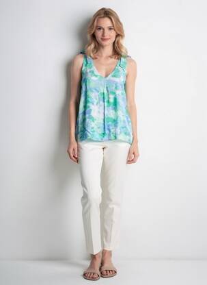 Blouse tissage popeline sans manche bleu VERO MODA femme