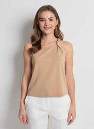 Top tissage jersey sans manche beige VERO MODA femme