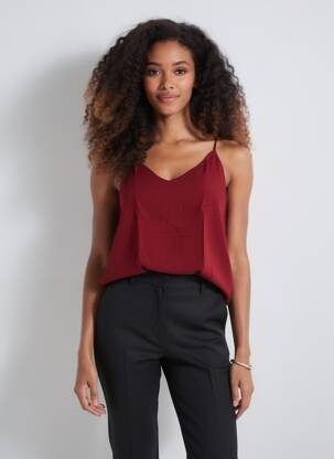 Top coupe fluide sans manche rouge VERO MODA femme
