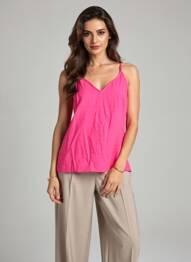 Top coupe fluide fines bretelles rose VERO MODA femme