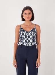Top imprimé fantaisie fines bretelles bleu VERO MODA femme
