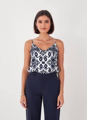 Top imprimé fantaisie fines bretelles bleu VERO MODA femme