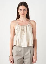 Top manches bretelles ajustables fines bretelles beige VERO MODA femme