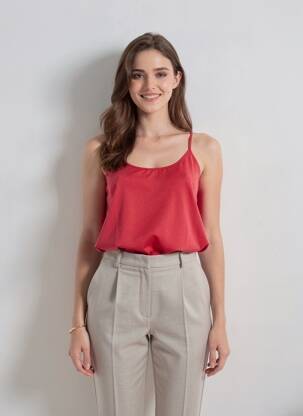 T-shirt stretch fines bretelles rouge VERO MODA femme