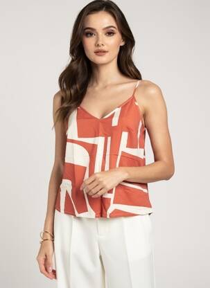Top imprimé fantaisie fines bretelles marron VERO MODA femme