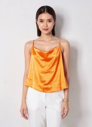 Top manches bretelles ajustables fines bretelles orange VERO MODA femme