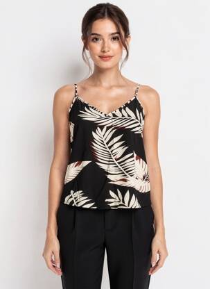Top imprimé fantaisie fines bretelles noir VERO MODA femme